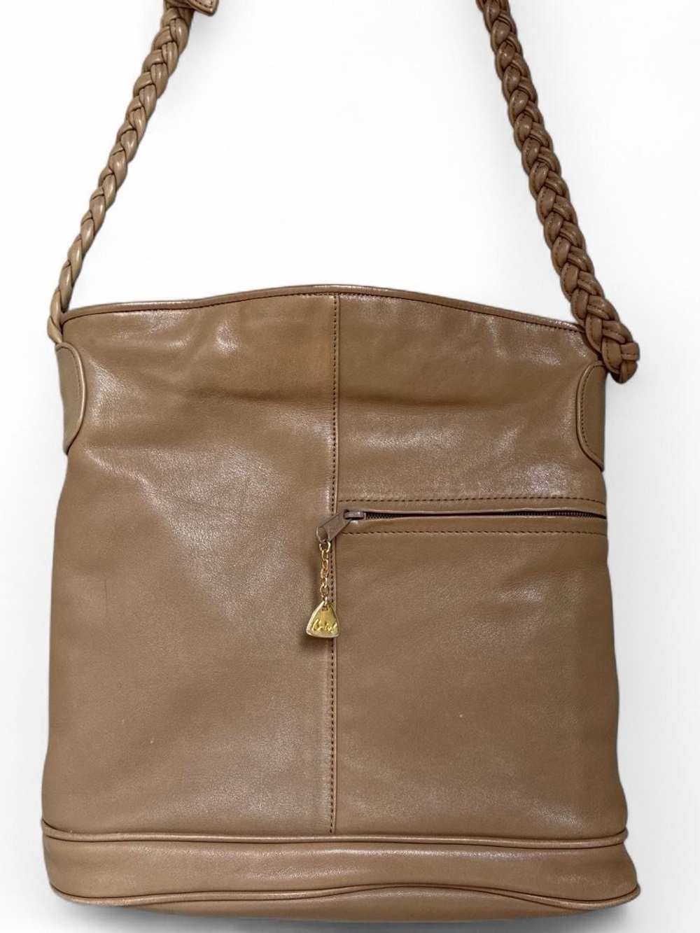Everyday Braided-Handle Shoulder Bag in Taupe